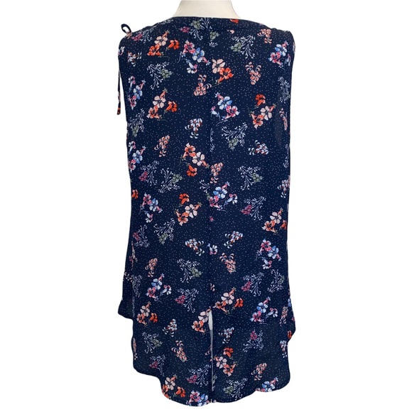 Sanctuary Sleeveless Navy Polka Dot and Floral Print Blouse M - Picture 6 of 15